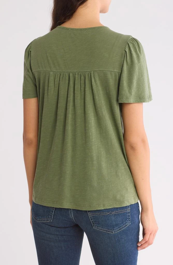 Lucky Brand Embroidered Flutter Sleeve Top 2