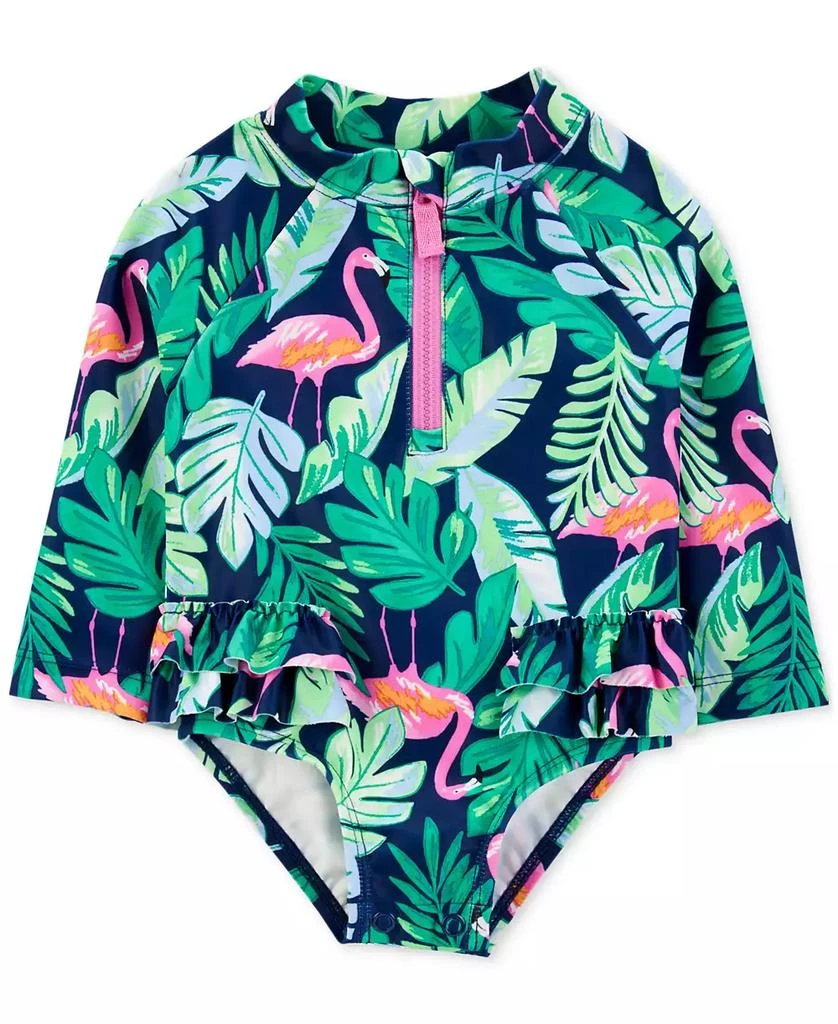 Carter's Baby Girls One-Piece Tropical Flamingo Rash Guard Swimsuit 1