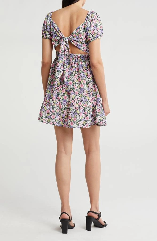 Velvet Torch Floral Puff Sleeve Babydoll Dress 2