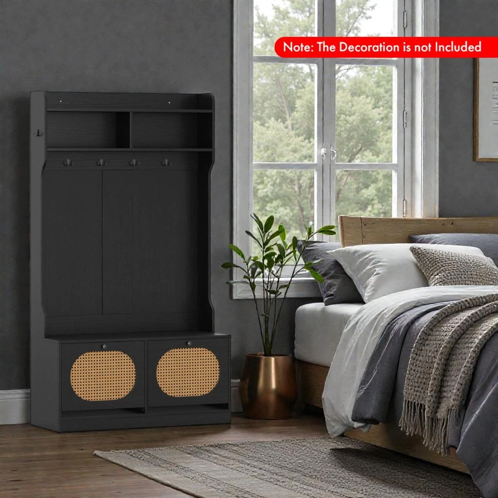 Hivvago Space-Saving Entryway Organizer with 4-in-1 Coat Rack and Flip Storage 2