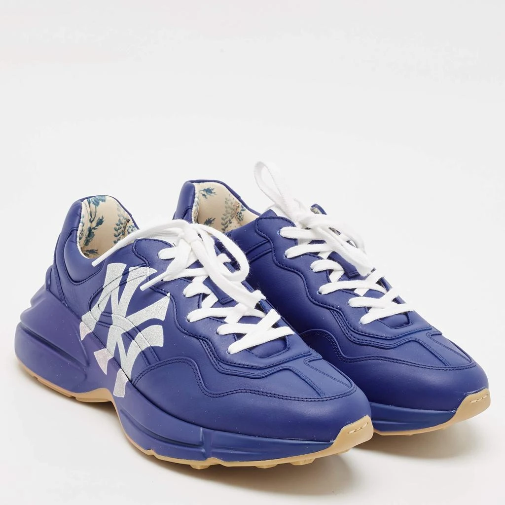 Gucci Gucci Blue Leather NY Yankees Rhyton Sneakers Size 41.5 4