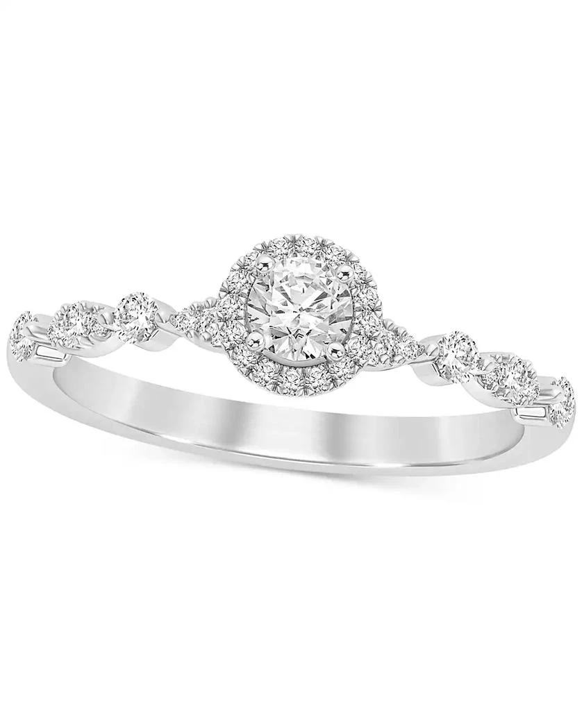 Macy's Diamond Halo Scalloped Engagement Ring (3/8 ct. t.w.) in 14k Gold 1