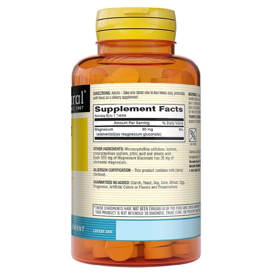 Mason Natural Magnesium Gluconate 550 mg Tablets 3