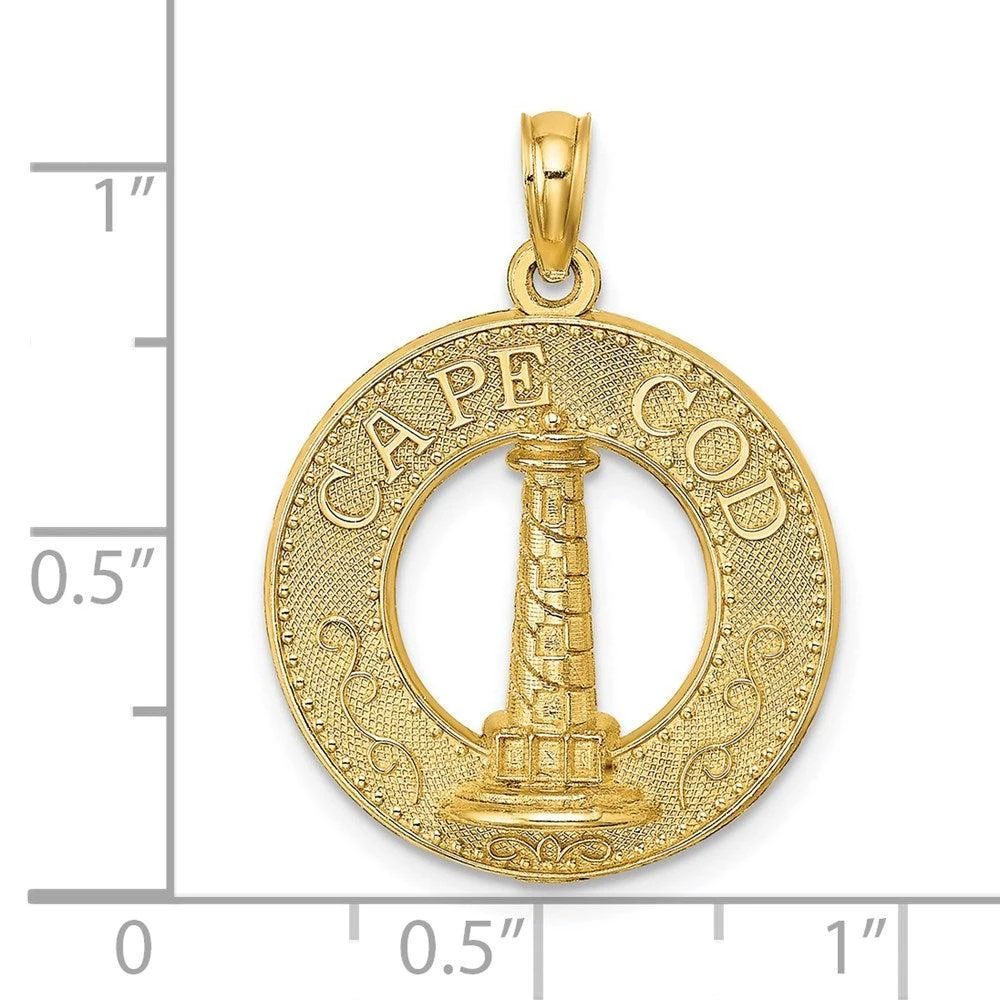 Diamond2Deal 14k Yellow Gold CAPE COD Lighthouse Charm Pendant 3