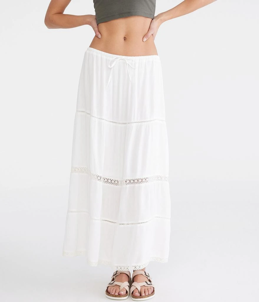 Aeropostale Crinkle Lace-Trim Maxi Skirt 1