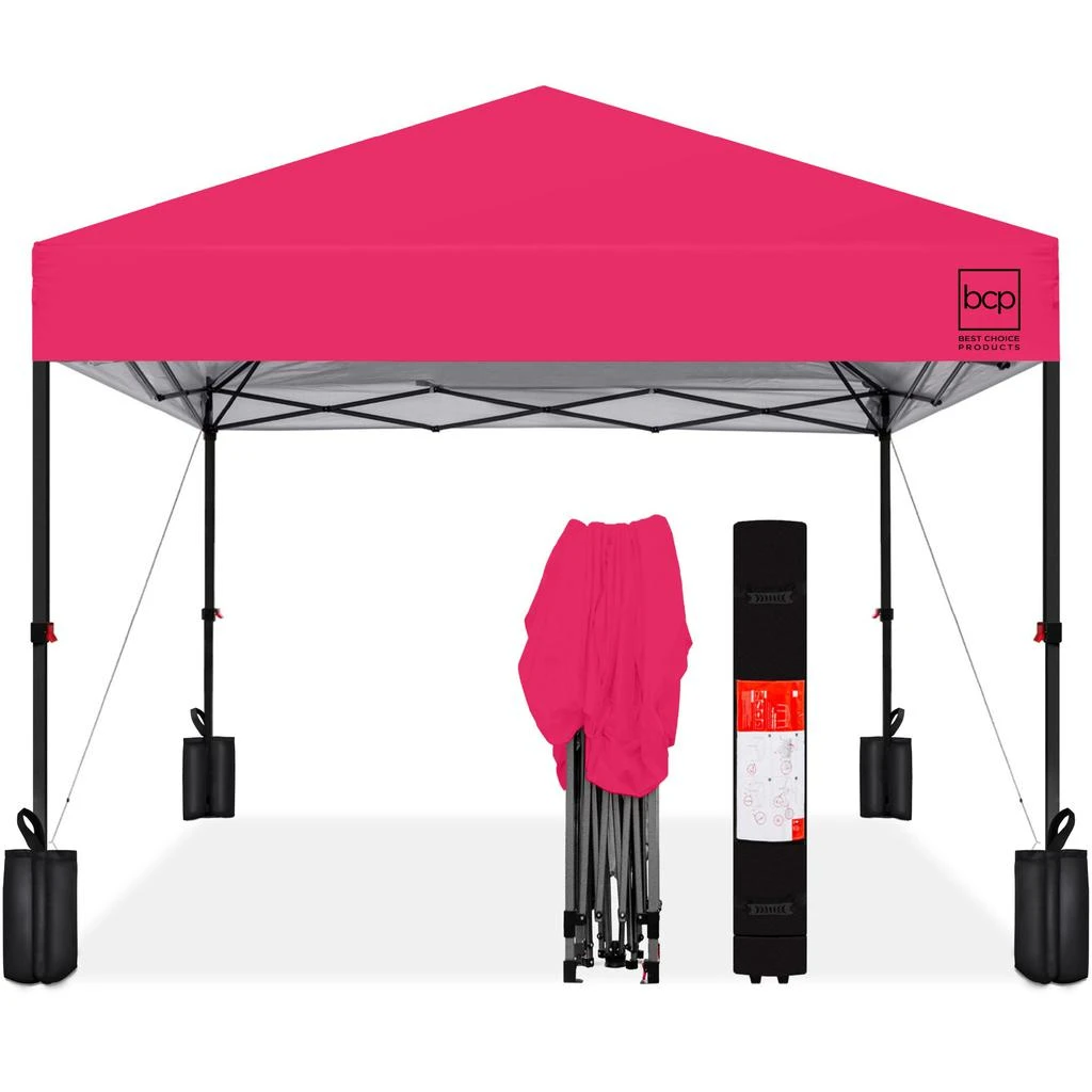 Best Choice Products 8x8ft Easy Setup Pop Up Canopy w/ 1-Button Setup, Wheeled Case, 4 Weight Bags