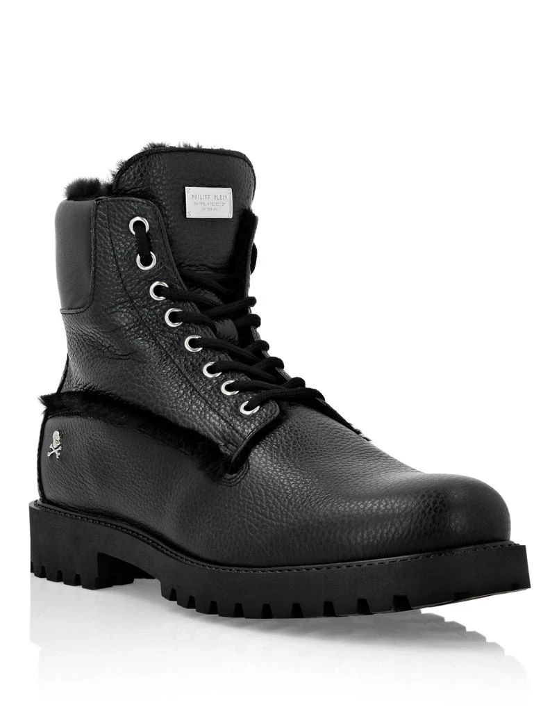 Philipp Plein Leather Boots with shearling inside The Hunter 1