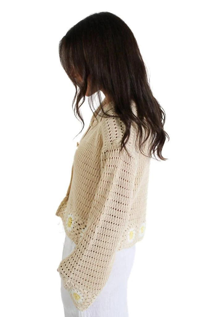 STORIA Floral Trim Sweater In Beige 2