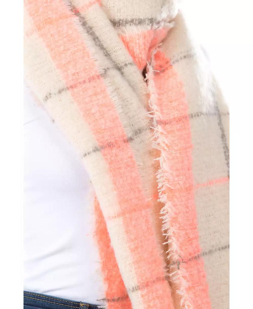 MARCUS ADLER Women's Neon Pop Plaid Blanket Scarf with Fringe