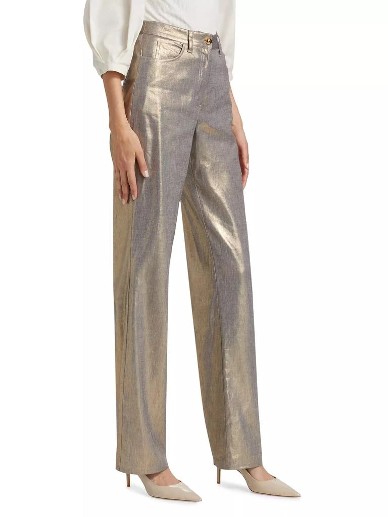 Derek Lam Larissa Metallic Linen-Blend Jeans 4