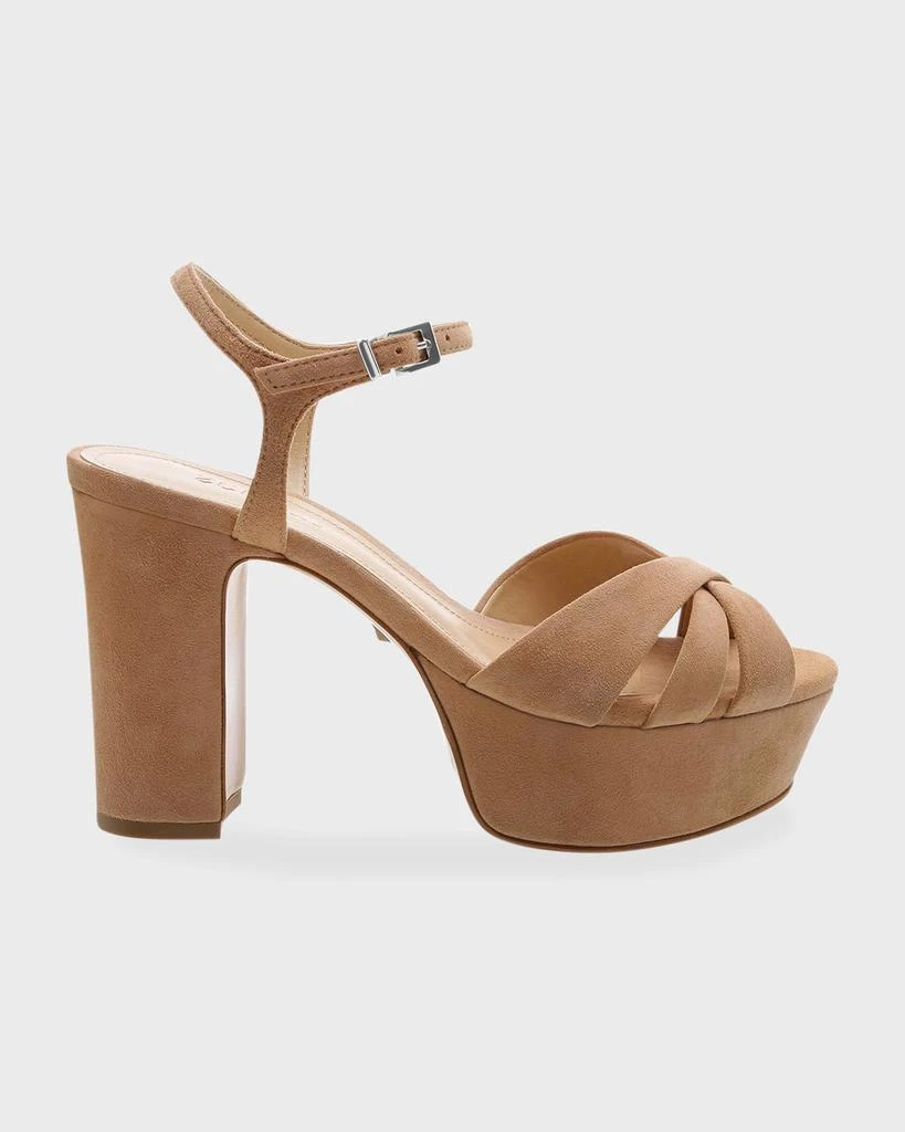 Schutz Keefa Nubuck Ankle-Strap Platform Sandals 1