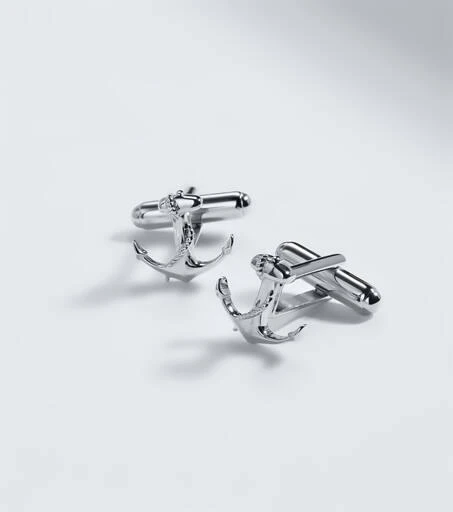 MATEO Anchor rhodium-plated sterling silver cufflinks 4