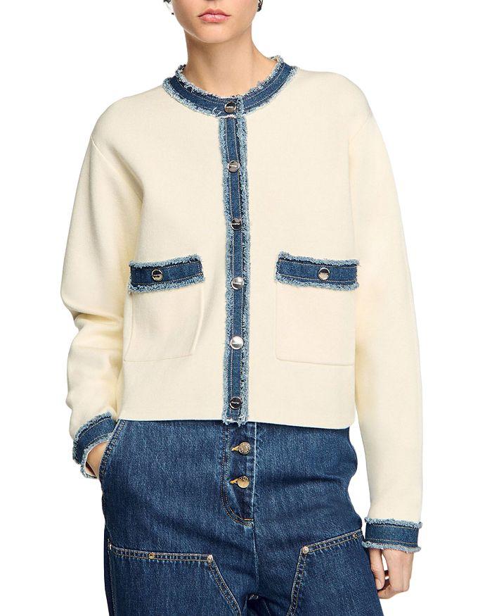 Sandro Cardigan with Denim Detail