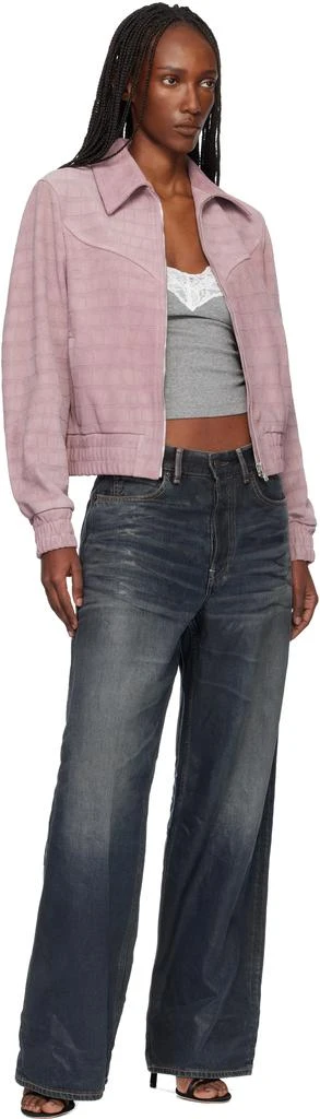AMIRI Pink Western Croc Suede Jacket 4