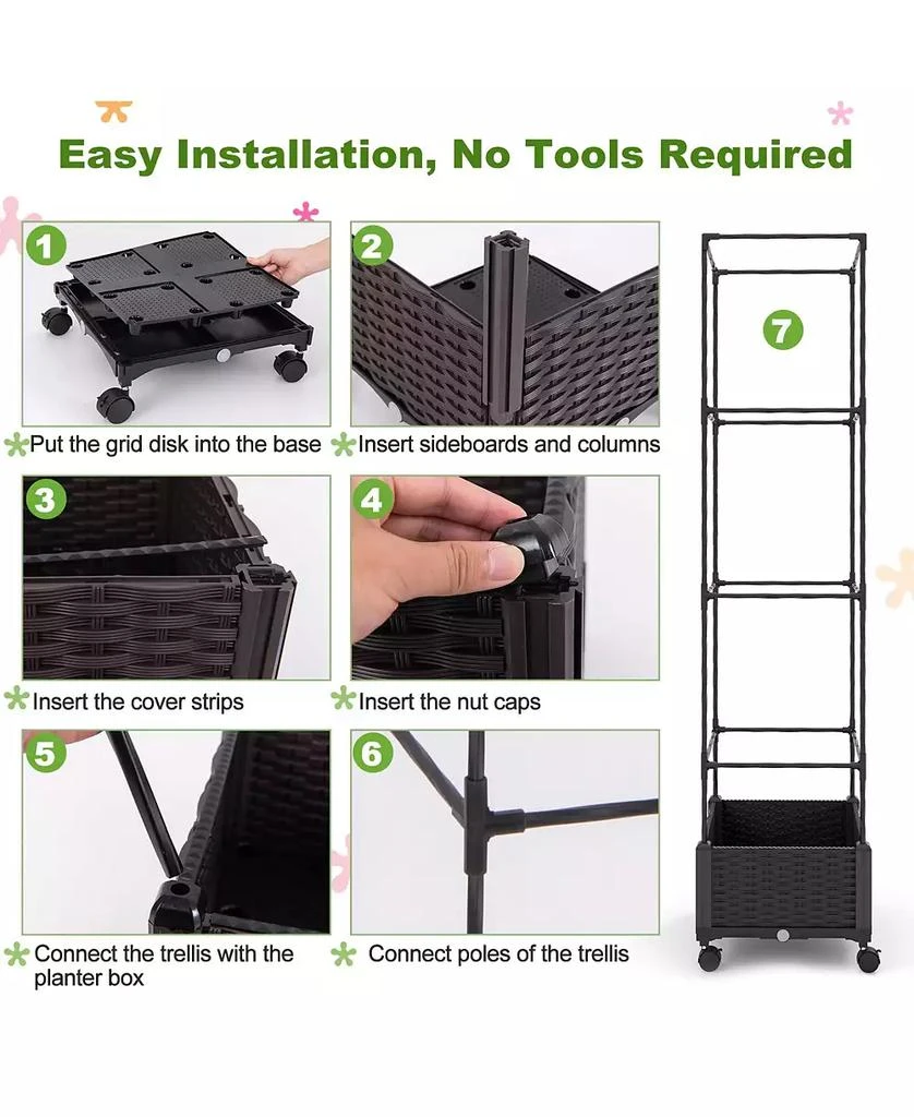 GIVIMO 67 Inches Raised Garden Bed with Planter Box and Trellis 6