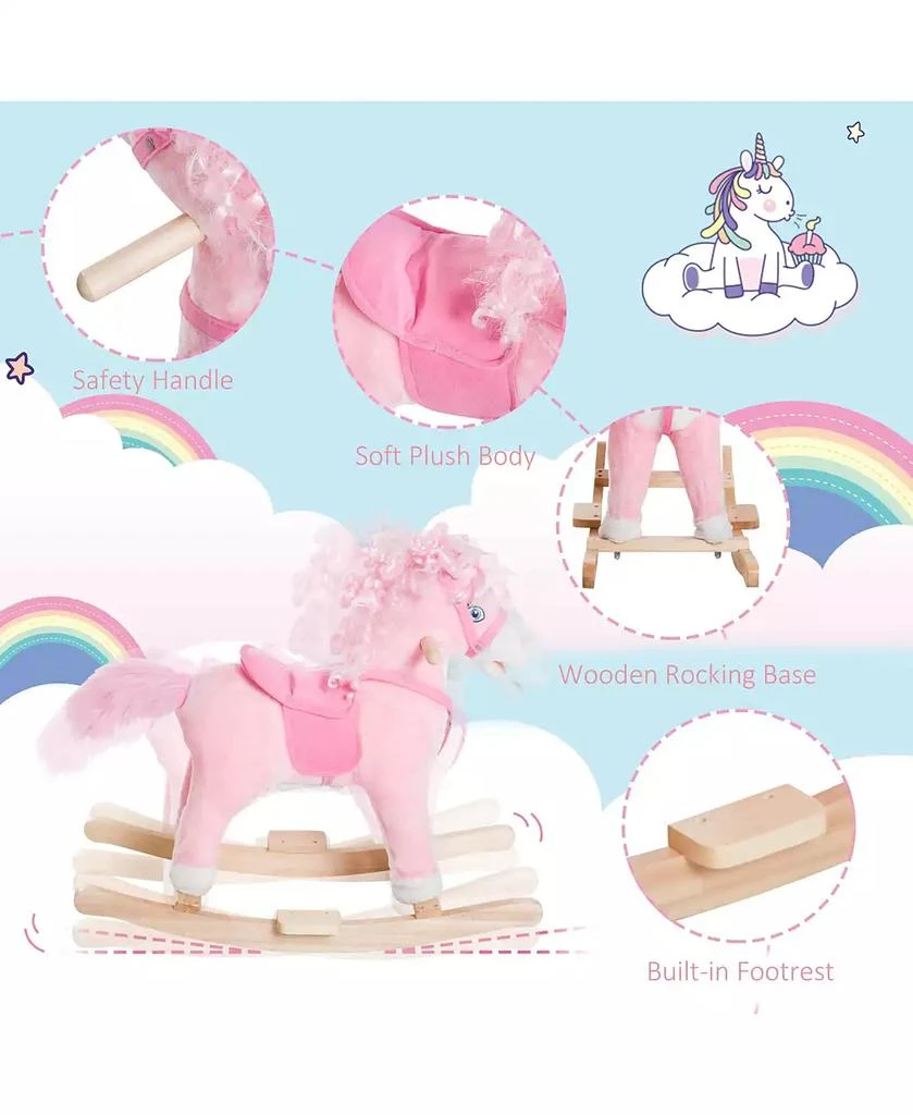 Qaba Kids Ride on Rocking Horse Toddler Plush Toy with Realistic Sounds 9