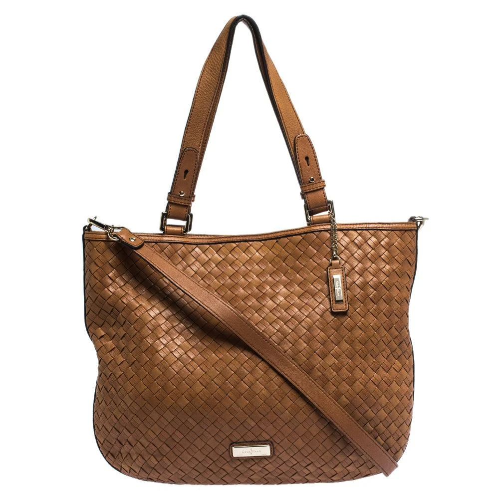 Cole Haan Brown Woven Leather Tote 1