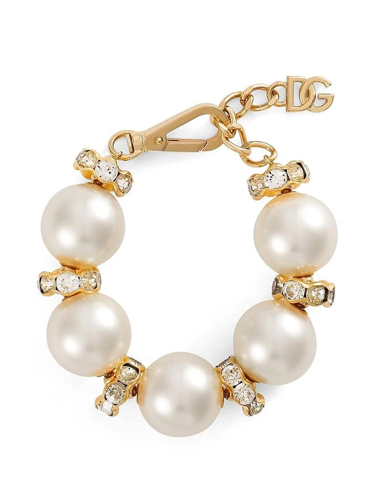 Dolce 
Gabbana Goldtone, Imitation Pearl 
Glass Crystal Bracelet