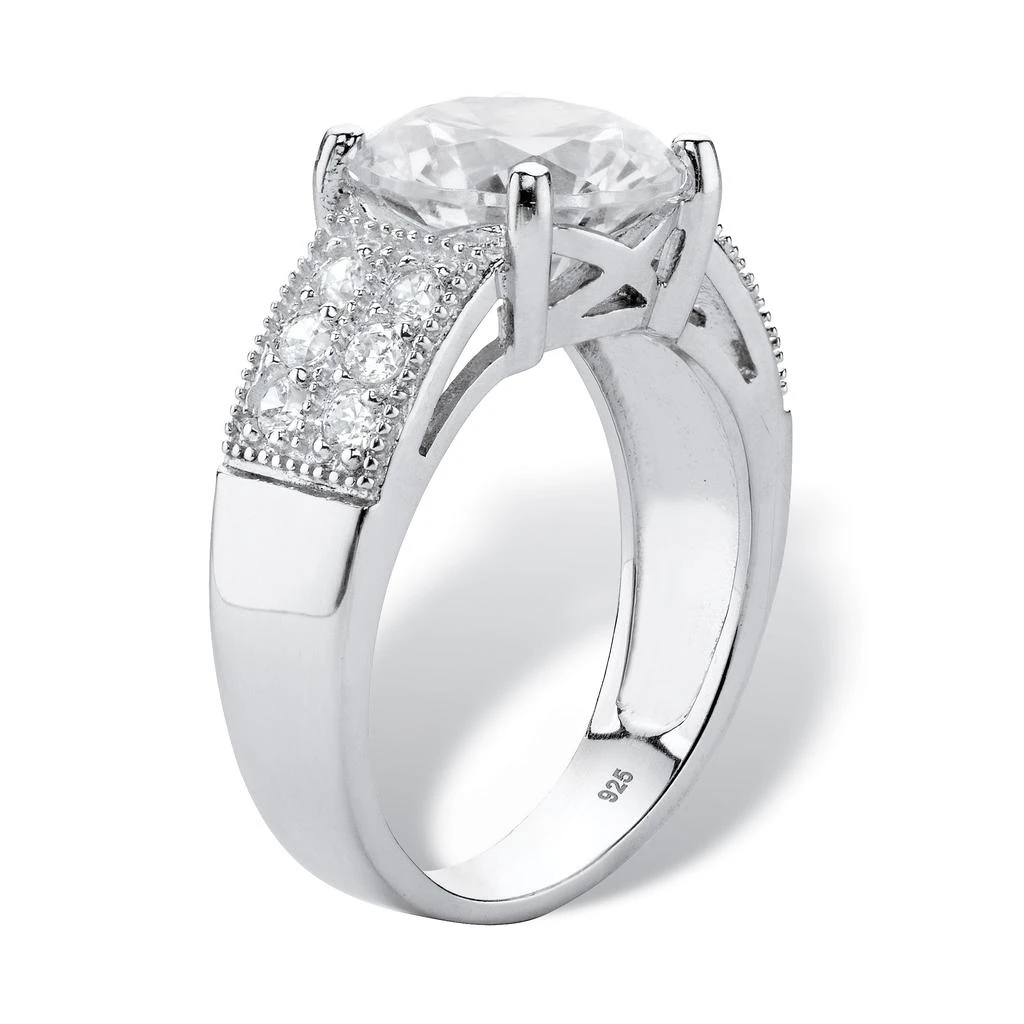 Palm Beach Jewelry 4.40 TCW Round Cubic Zirconia Platinum-plated Silver Bridal Engagement Ring 2