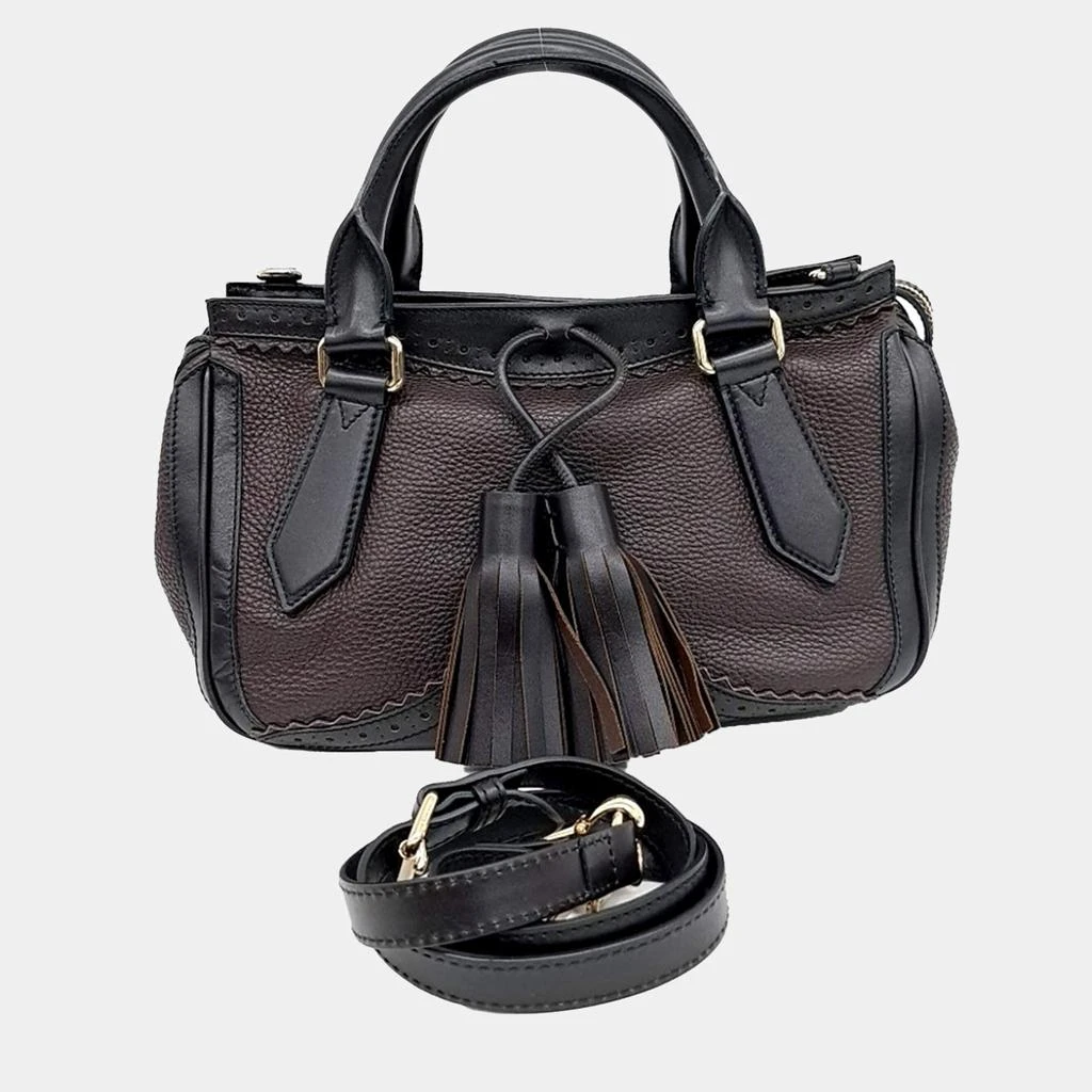 Burberry Burberry Black Brown Leather tote Bag 1