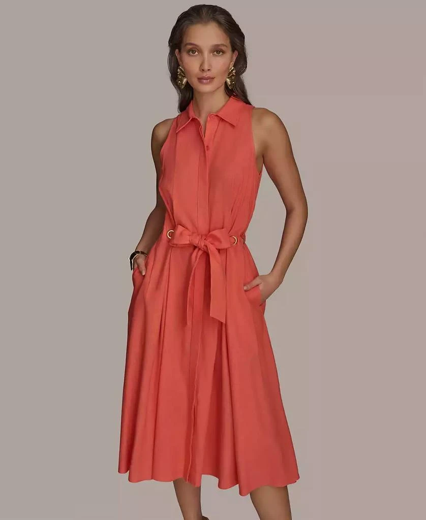 Donna Karan Women's Belted Linen Shirt Dress 7