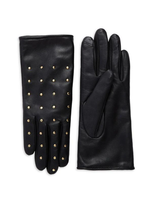 Saks Fifth Avenue Studded Faux Fur-Lined Leather Gloves 1