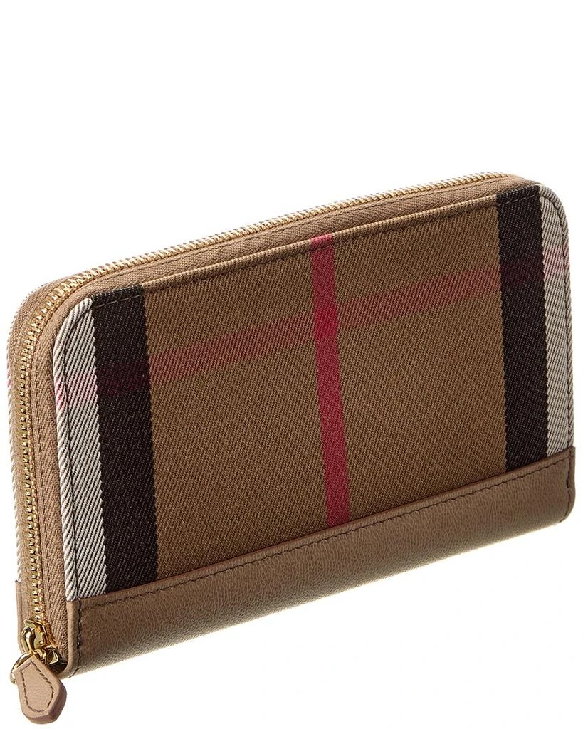 Burberry Check Canvas & Leather Zip Around Wallet 3