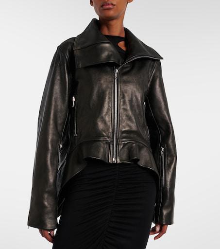 Ekam 風 asymmetry leather rick owens Rick Owens // Asymmetrical Black Leather Jacket – VSP Consignment