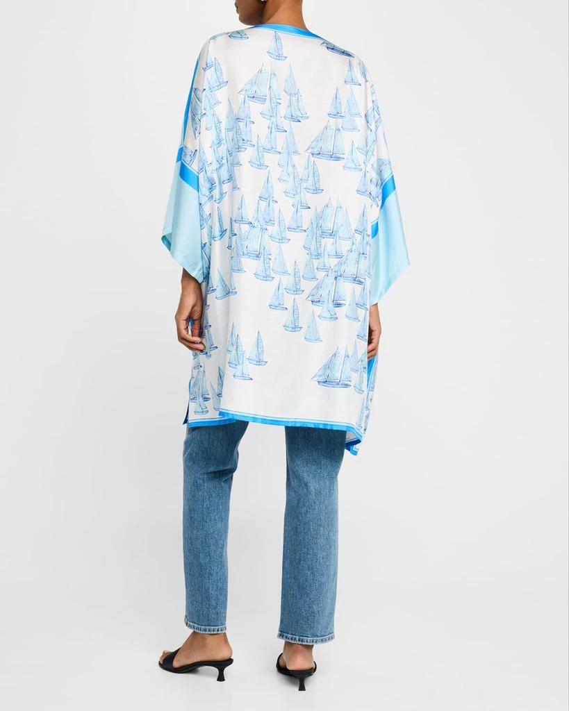 Rani Arabella Blue Boat Hand-Printed Silk Kaftcan 4