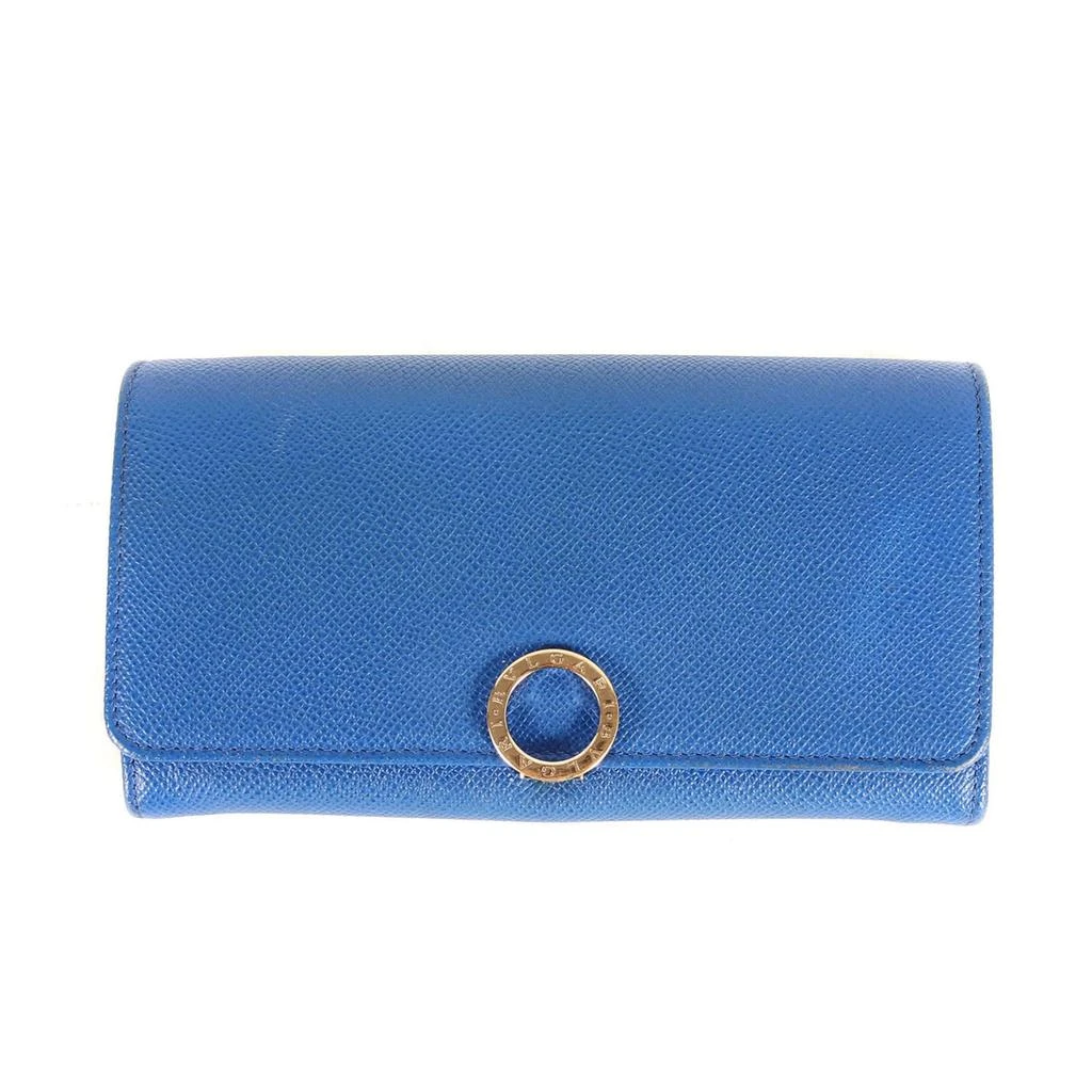 BVLGARI blue Leather Long Wallet (Bi-Fold) (Pre-Owned)