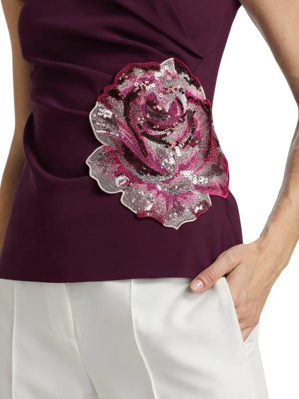 Chiara Boni Emerenne Sequined Rose Top 4