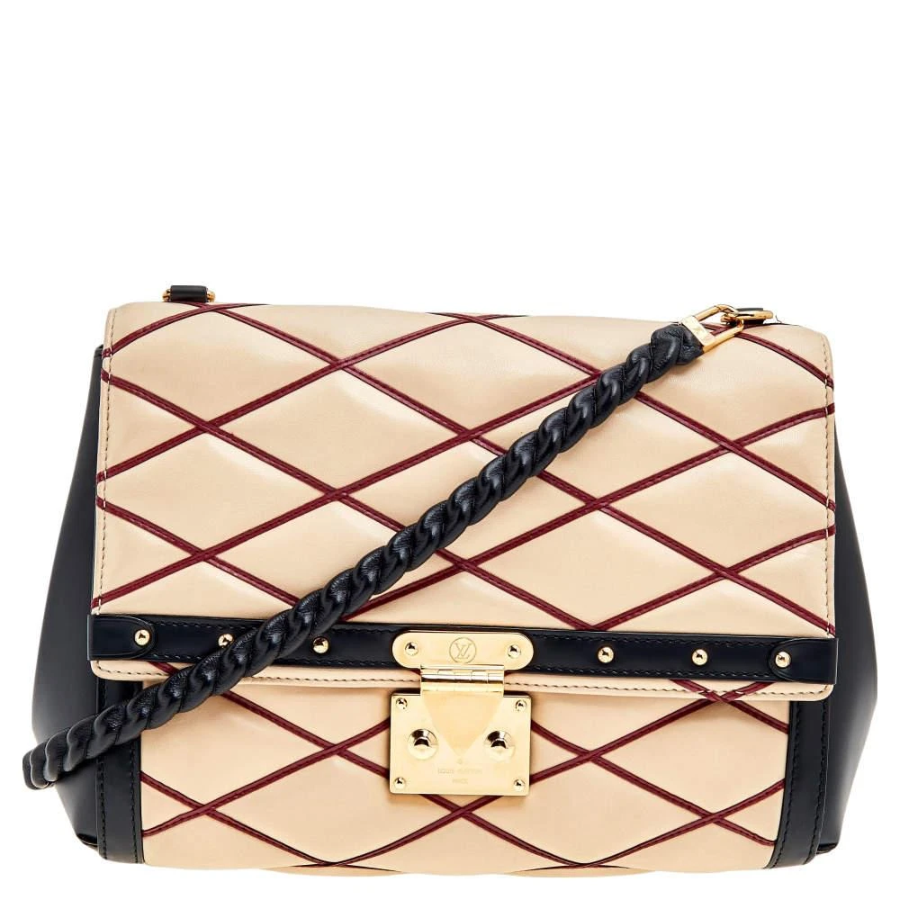Louis Vuitton Louis Vuitton Beige/Black Leather Malletage Pochette Flap Bag 1