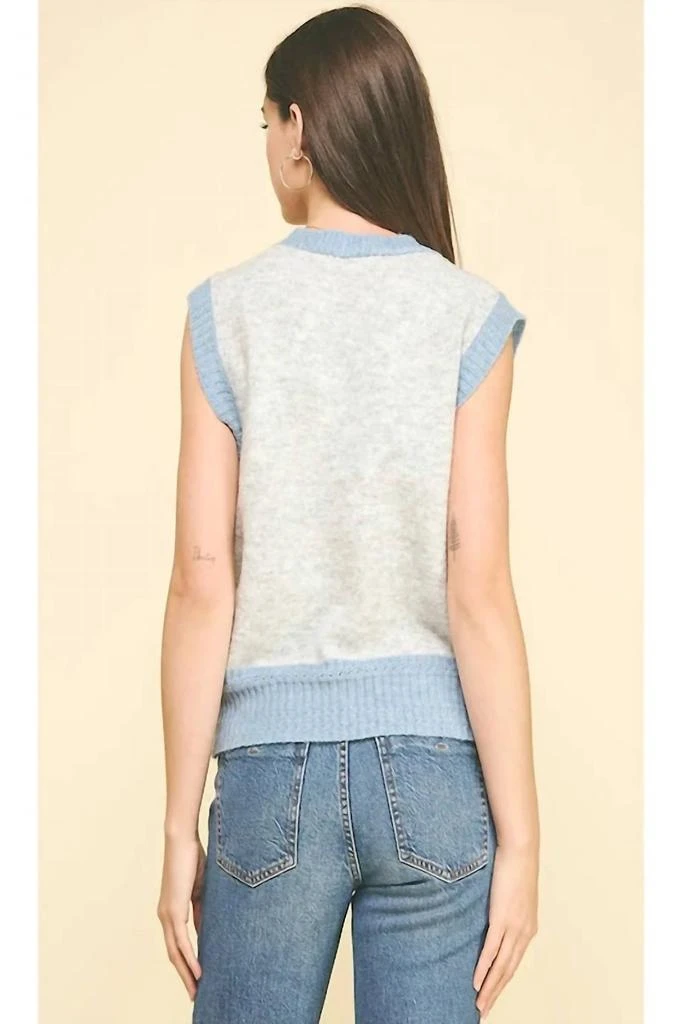 PINCH Stylish And Chic Color Block Button Down Sweater Vest In Grey/blue 2