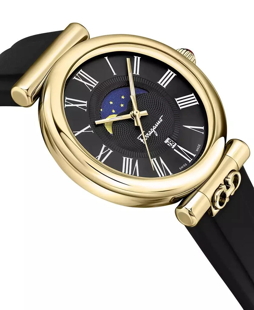 Salvatore Ferragamo Salvatore Men
s Swiss Ora Moonphase Black Silicone Strap Watch 40mm 3