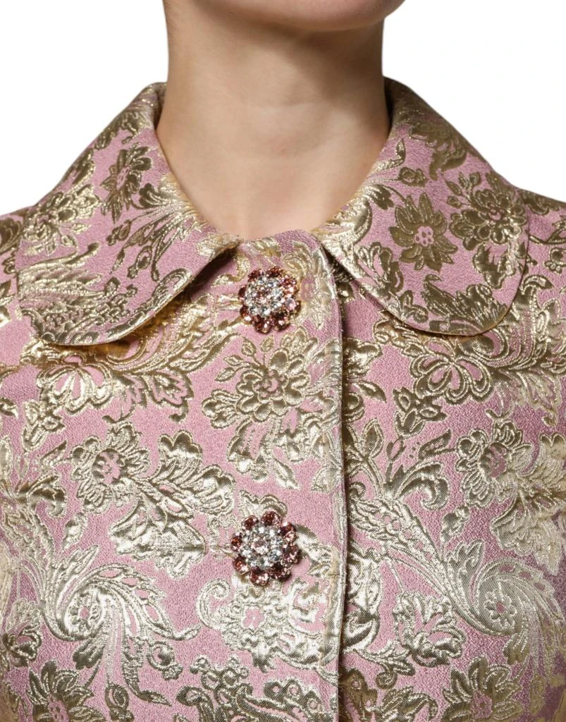 Dolce & Gabbana Metallic pink gold Jacquard Jewel Button Coat Women's Jacket 4
