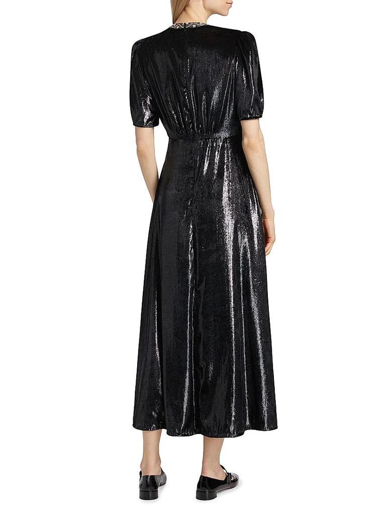 Saloni Tabitha Metallic Velvet Midi Dress 5