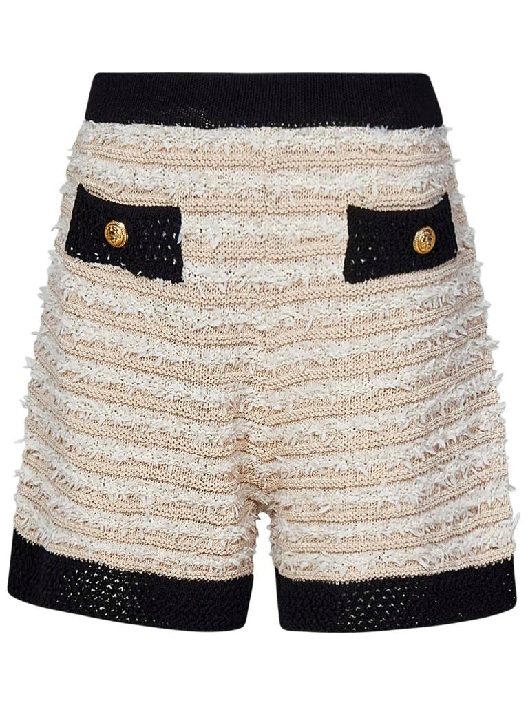 Balmain Balmain Kids Frayed Ribbed Knitted Shorts
