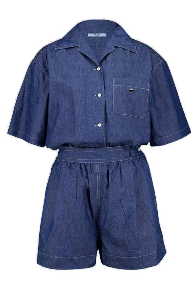 Prada Prada Short-Sleeved Denim Jumpsuit 1