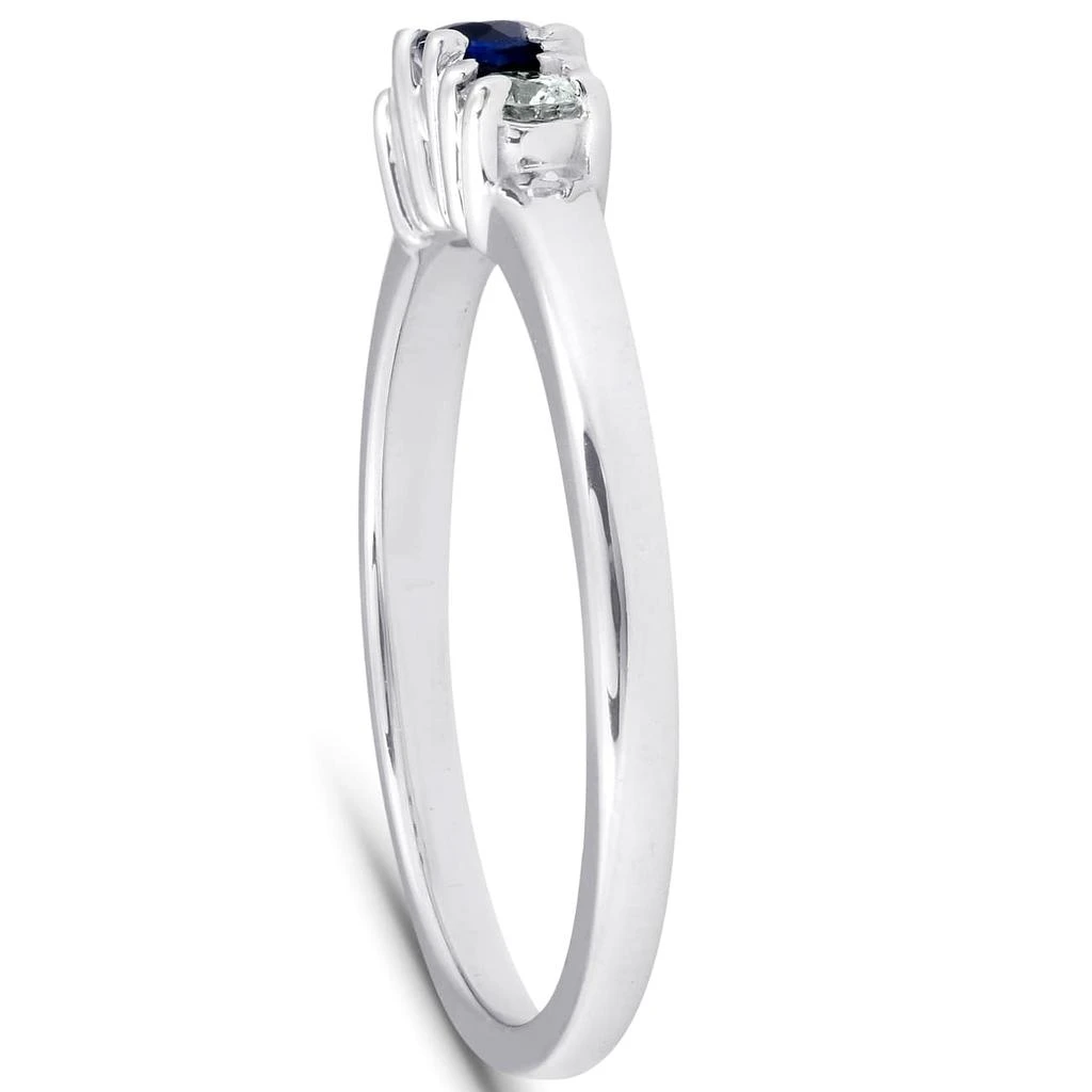 Pompeii3 1/4ct 3 Stone Blue Sapphire Diamond Ring 14k White Gold Size Selectable 2