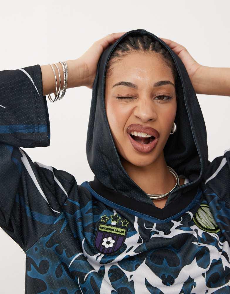 minga Minga London graphic oversized hooded jersey in black