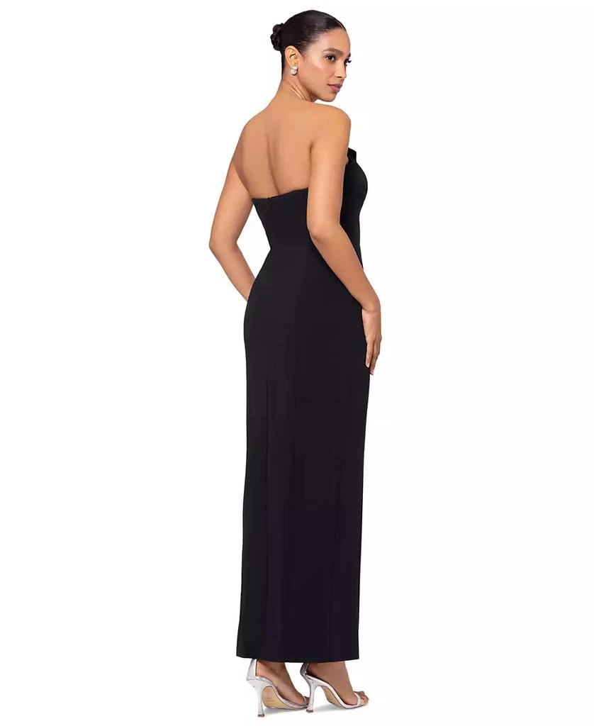 Betsy & Adam Petite Tuxedo-Neck Strapless Gown 2