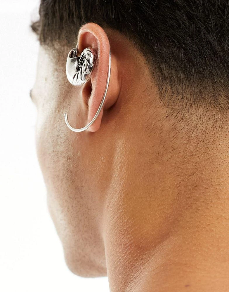 ASOS ASOS DESIGN shell design ear cuff in silver tone 3