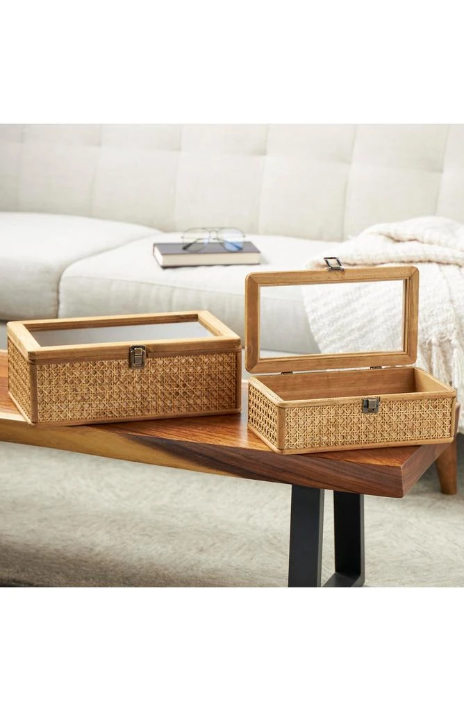 UMA Contemporary Set of 2 Natural Rattan Boxes 8