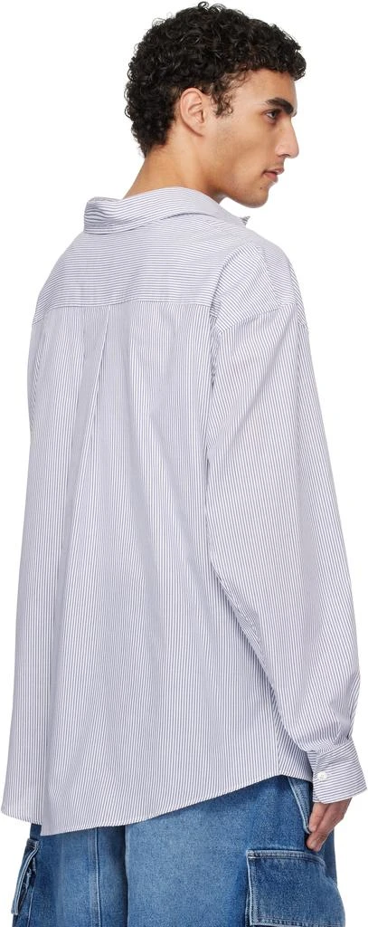 Hed Mayner Navy & White Striped Poplin Shirt 3