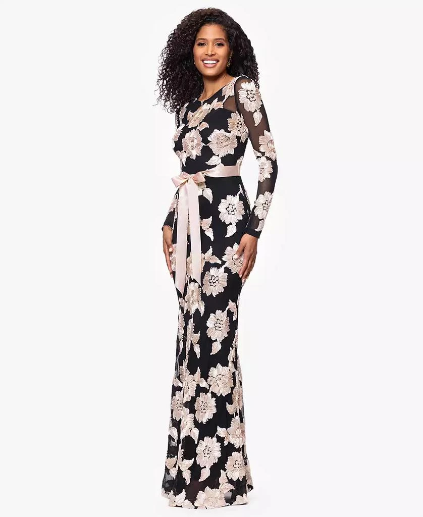 Betsy & Adam Petite Jacquard Printed Long Sheath Dress 4