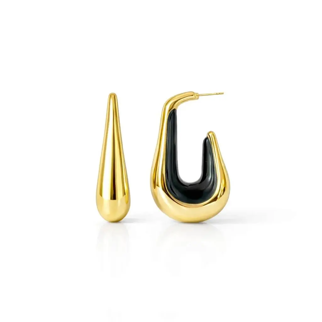 Gold & Honey Gold & Honey - Women's Drop Hoop Earrings