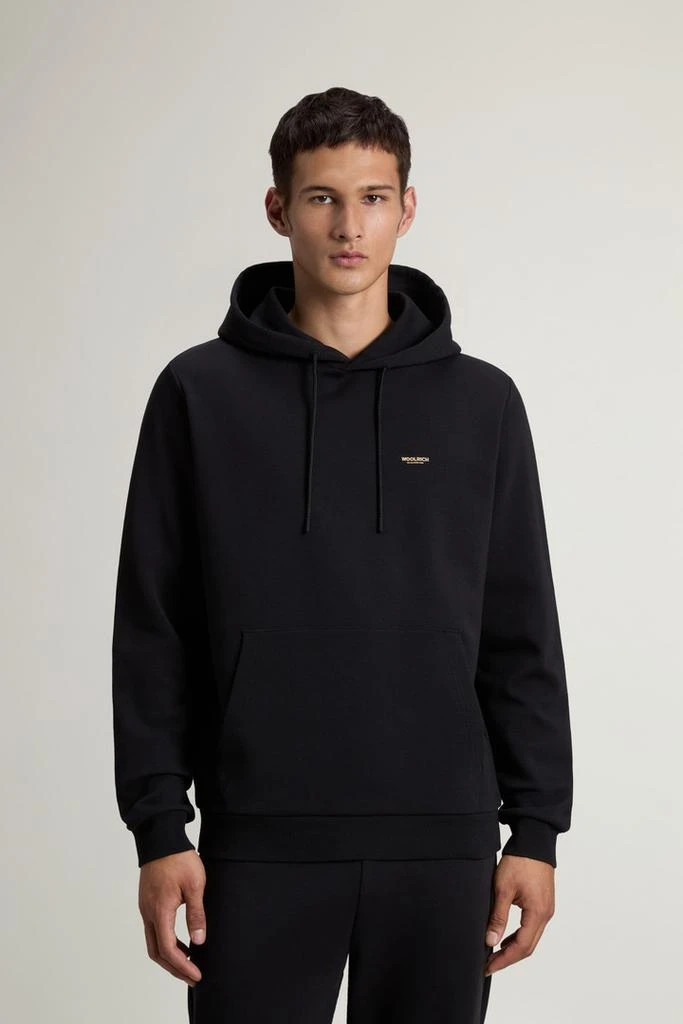 Woolrich Hooded Sweatshirt in Cotton-Blend Interlock - Men - Black 1
