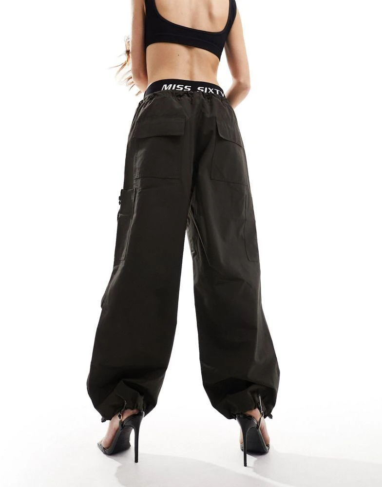 Miss Sixty Miss Sixty parachute pants with double layered boxer trim in dark green 3