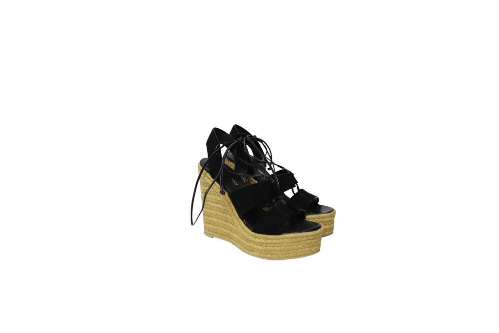 Yves Saint Laurent Espadrille Platform Wedges in Black Suede 3
