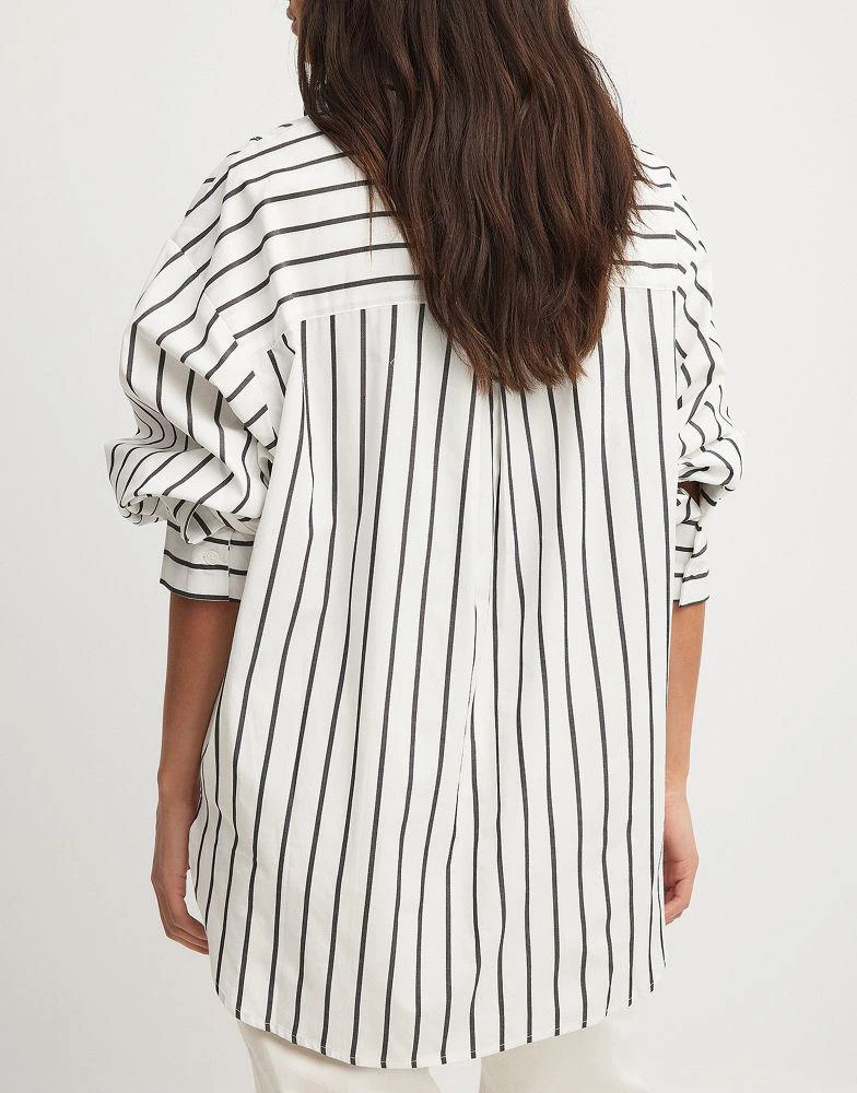 NA-KD NA-KD x Laura Jane Stone oversized shirt with high cuffs in black & white stripe 2